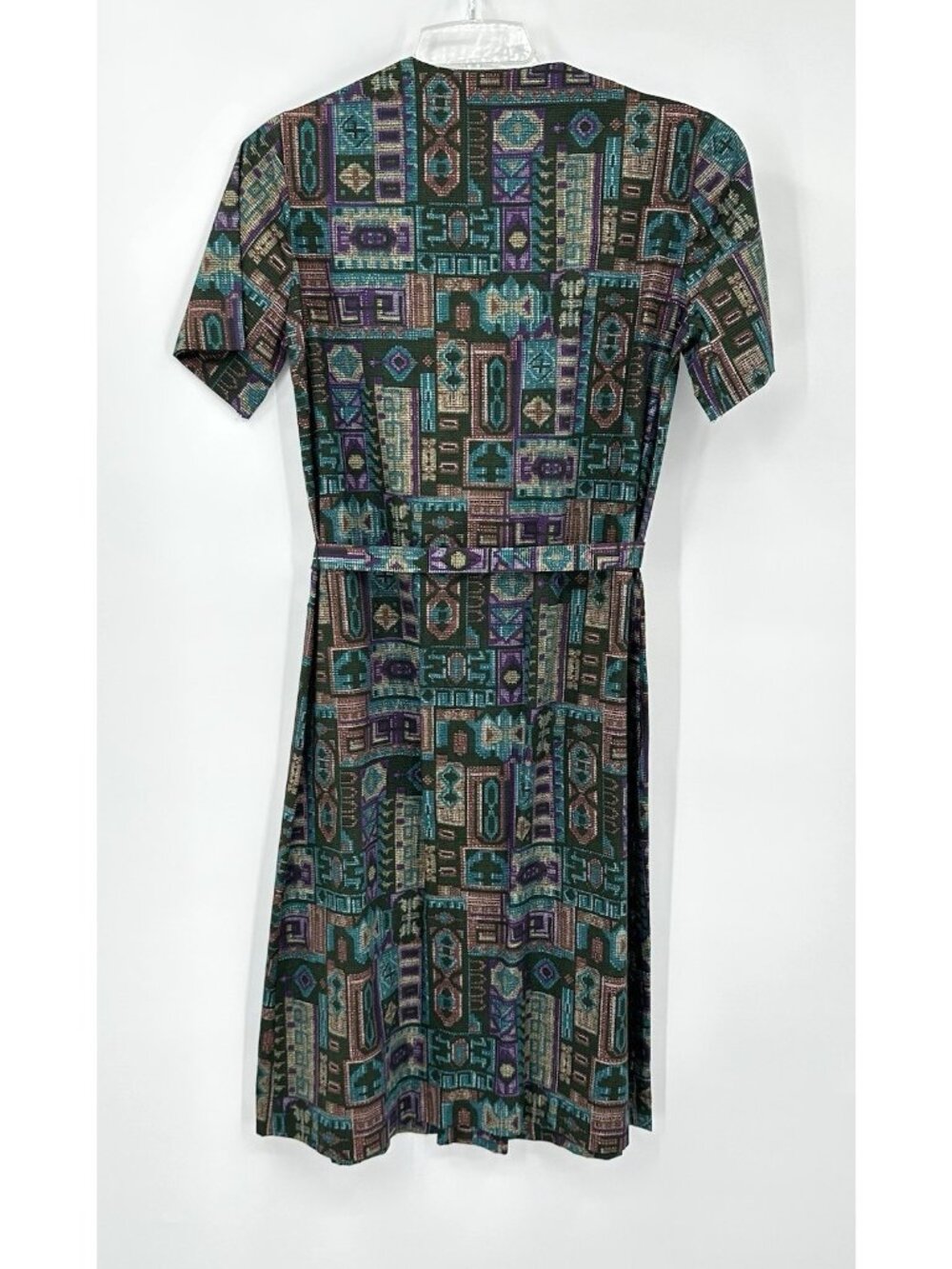 vintage 70s A LINE SHORT SLEEVE DRESS M aztec southwestern festival casual boho - Picture 10 of 13